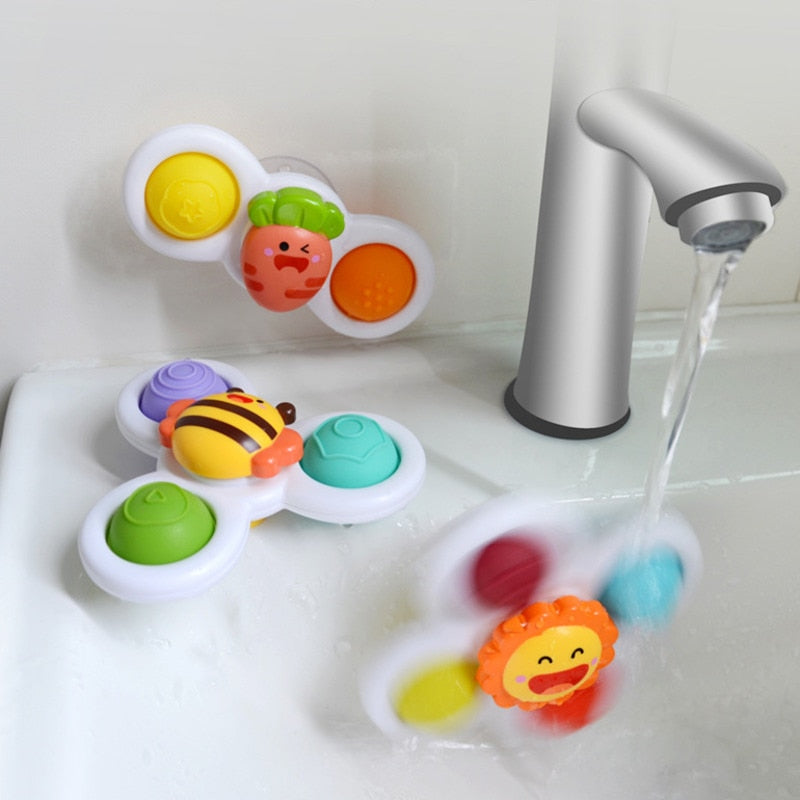 Set of 3 Toys with suction cup/spinner