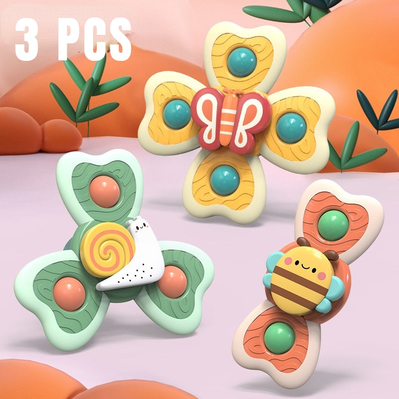 Set of 3 Toys with suction cup/spinner