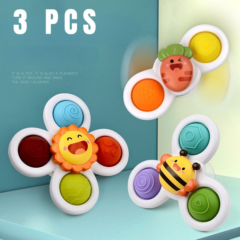 Set of 3 Toys with suction cup/spinner