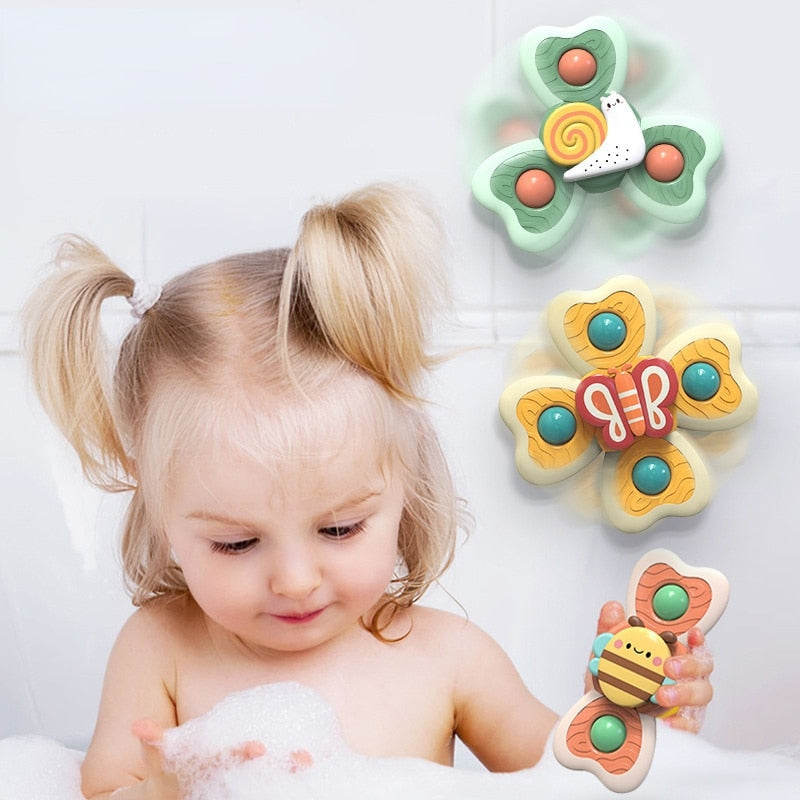 Set of 3 Toys with suction cup/spinner