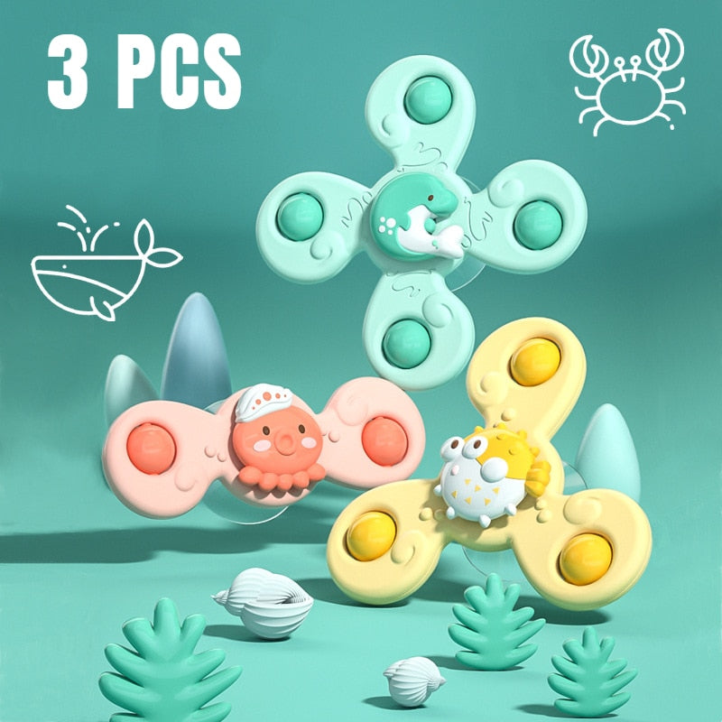 Set of 3 Toys with suction cup/spinner