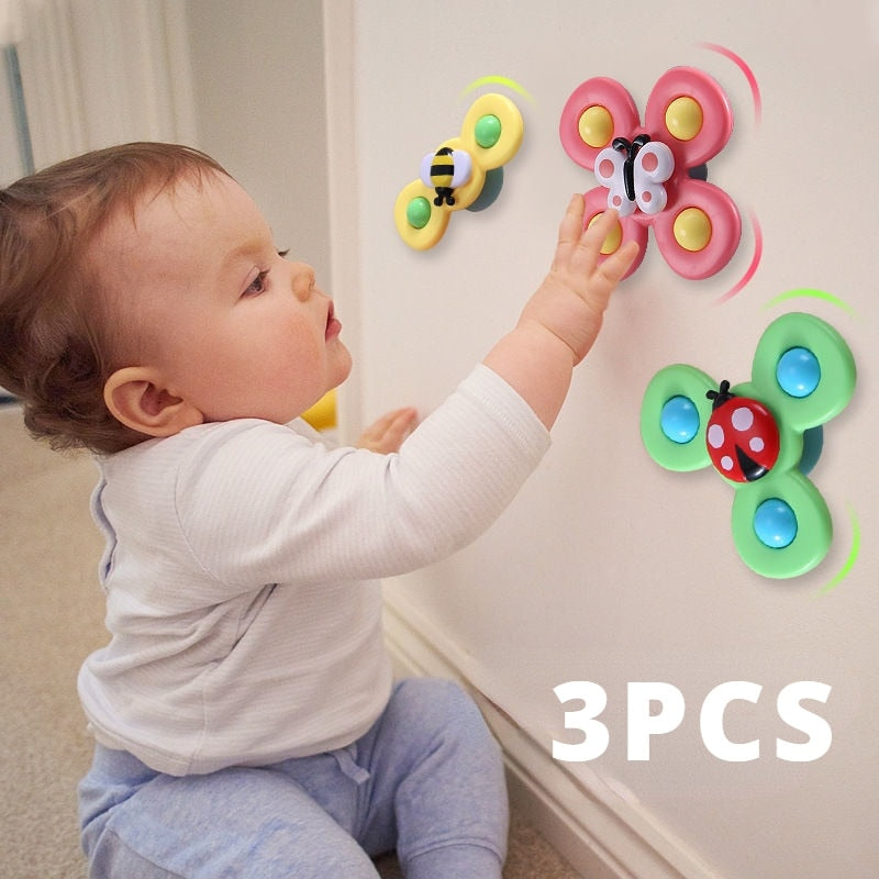 Set of 3 Toys with suction cup/spinner